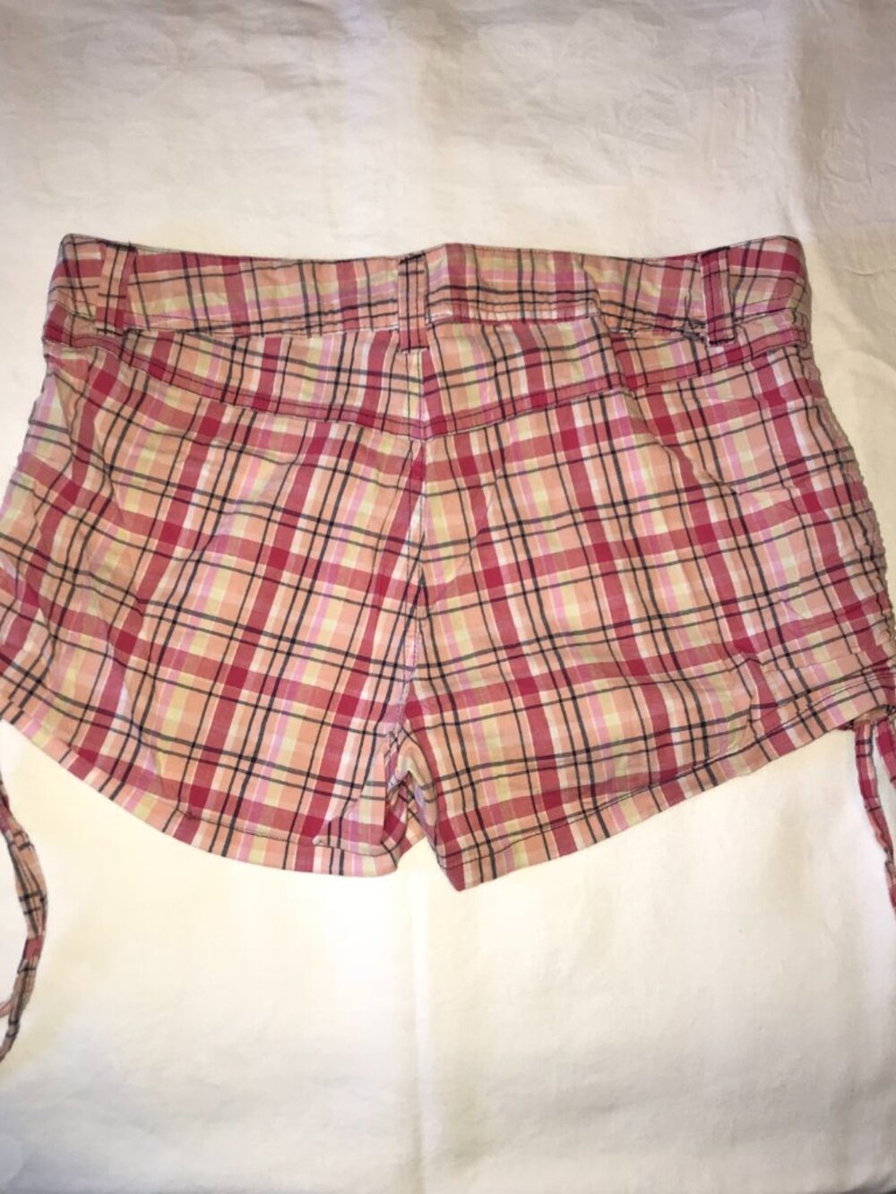 Zoey Beth Pink Plaid Shorts Drawstring Sides - Picture 4 of 7